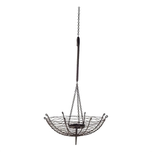 Pemberly Row Small Black Metal Umbrella Candle Holder Lantern