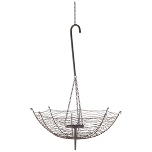 Pemberly Row Large Black Metal Umbrella Candle Holder Lantern