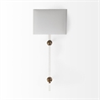 Pemberly Row 12x30 White Shade Clear Plastic and Brass Wall Sconce