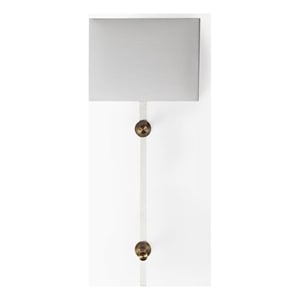 Pemberly Row 12x30 White Shade Clear Plastic and Brass Wall Sconce