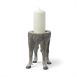 Pemberly Row Farmhouse Large Gray Ceramic Hoofed Table Candle Holder