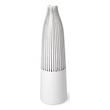 Pemberly Row Contemporary Small White Pinstripe Ceramic Vase