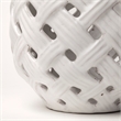 Pemberly Row Short White Glazed Lattice Pattern Ceramic Vase