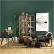 Pemberly Row Wood and Metal Glass Door Display Cabinet in Brown
