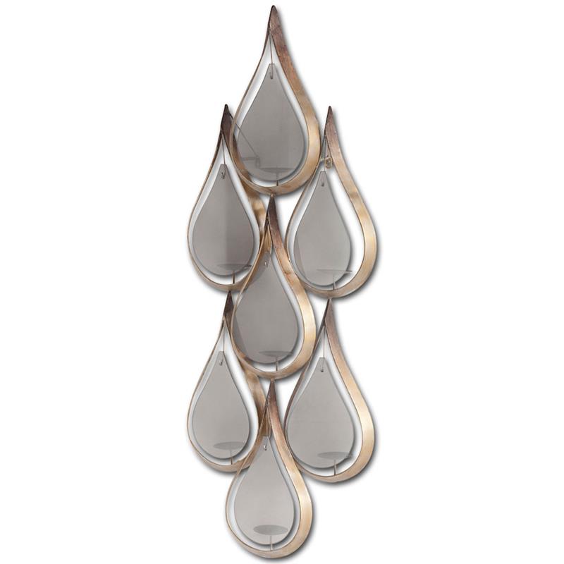 Pemberly Row Contemporary Seven Candle Gold Metal Decorative Wall Sconce