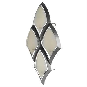 Pemberly Row of 4 Silver Metal Frosted Glass Wall Candle Holder