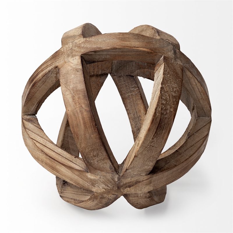 Pemberly Row Modern Farmhouse Brown Finish Wood Decorative Orb