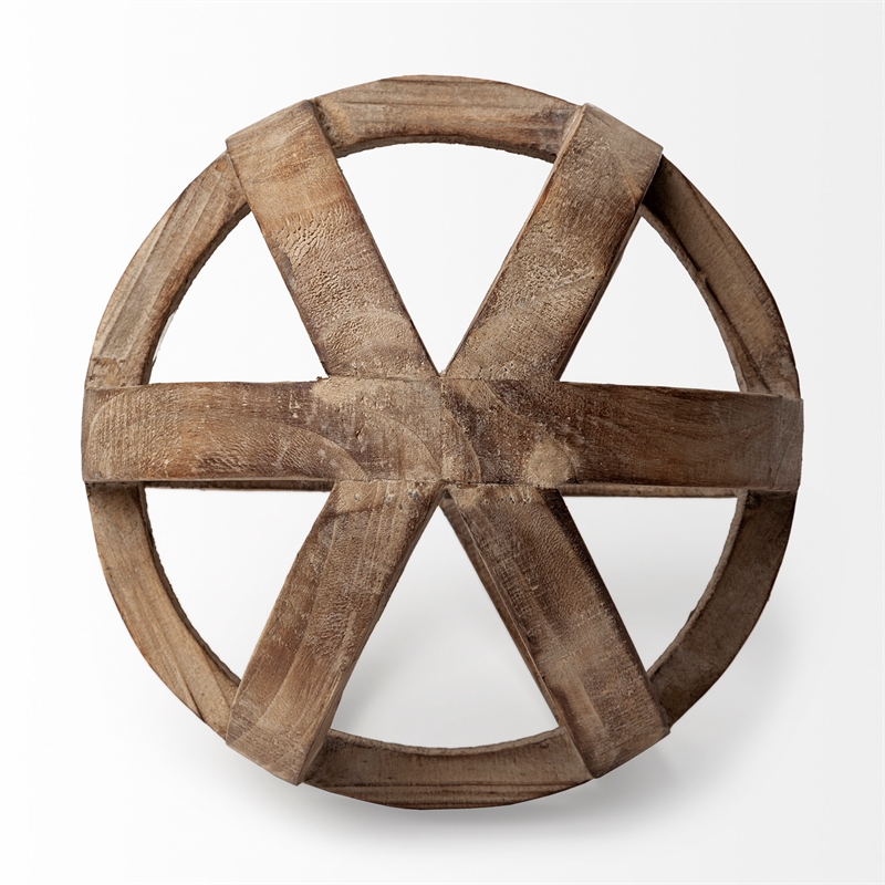 Pemberly Row Modern Farmhouse Brown Finish Wood Decorative Orb