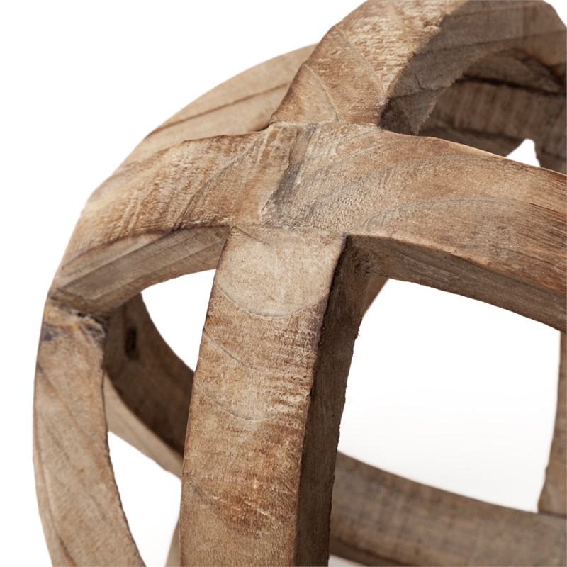 Pemberly Row Modern Farmhouse Brown Finish Wood Decorative Orb