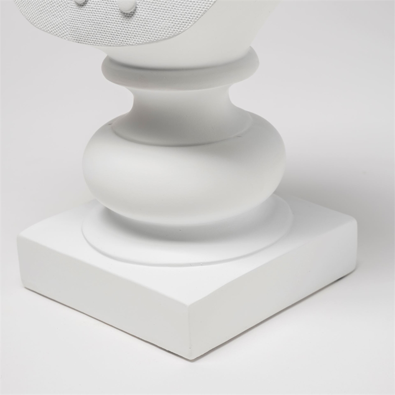 Pemberly Row Contemporary White Resin Fox Bust Finished in a White Suit