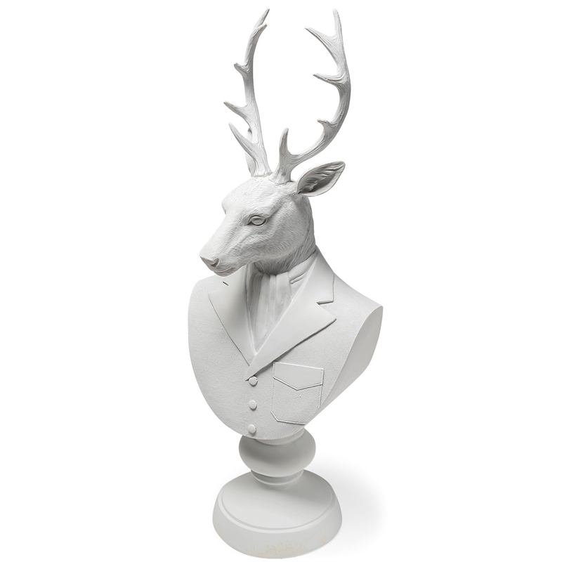 Pemberly Row White Resin Decorative Deer Bust in a White Suit