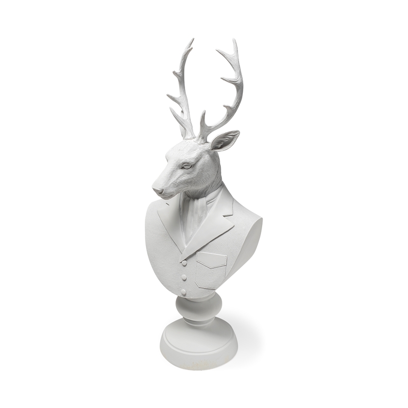 Pemberly Row White Resin Decorative Deer Bust in a White Suit