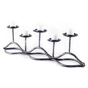 Pemberly Row Black Metal Pipe Five Tealight Table Candle Holder