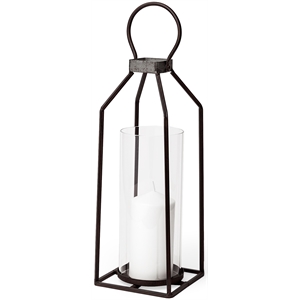 Pemberly Row Large Rustic Black Metal Framed Table Candle Holder