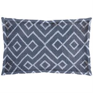 Pemberly Row 13x21 Blue/Gray Fabric Diamond Patterned Pillow Cover
