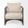 Pemberly Row Off White Fabric Covered Cushioned Demi-Lune Wooden Frame Chair