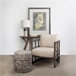 Pemberly Row Off White Fabric Covered Cushioned Demi-Lune Wooden Frame Chair