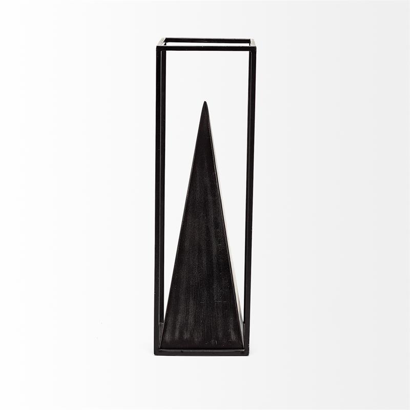 Pemberly Row Contemporary Large Square Framed 3-D Black Metal Pyramid