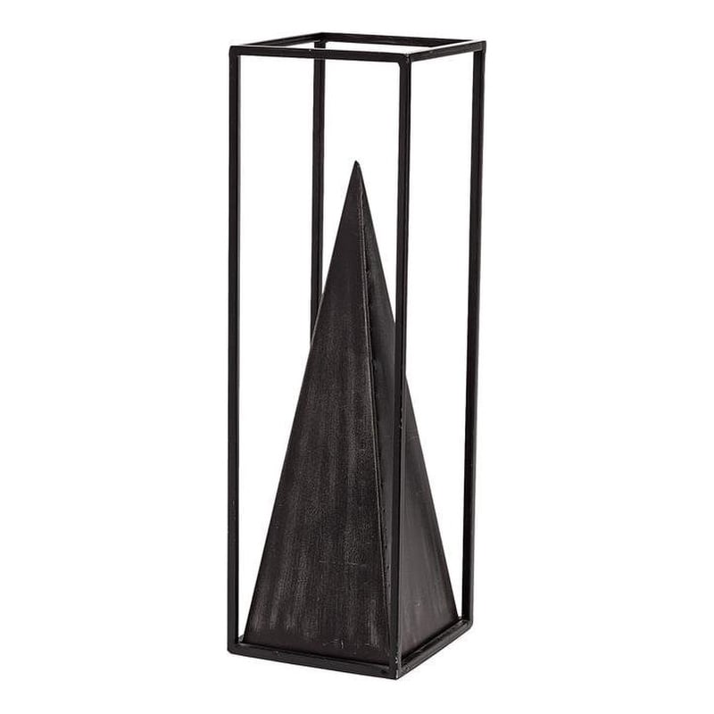 Pemberly Row Contemporary Large Square Framed 3-D Black Metal Pyramid