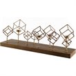 Pemberly Row Wood Base Brass Cube Tea Light Table Candle Holder
