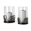 Pemberly Row Set of Two Black Metal Base Table Candle Holders