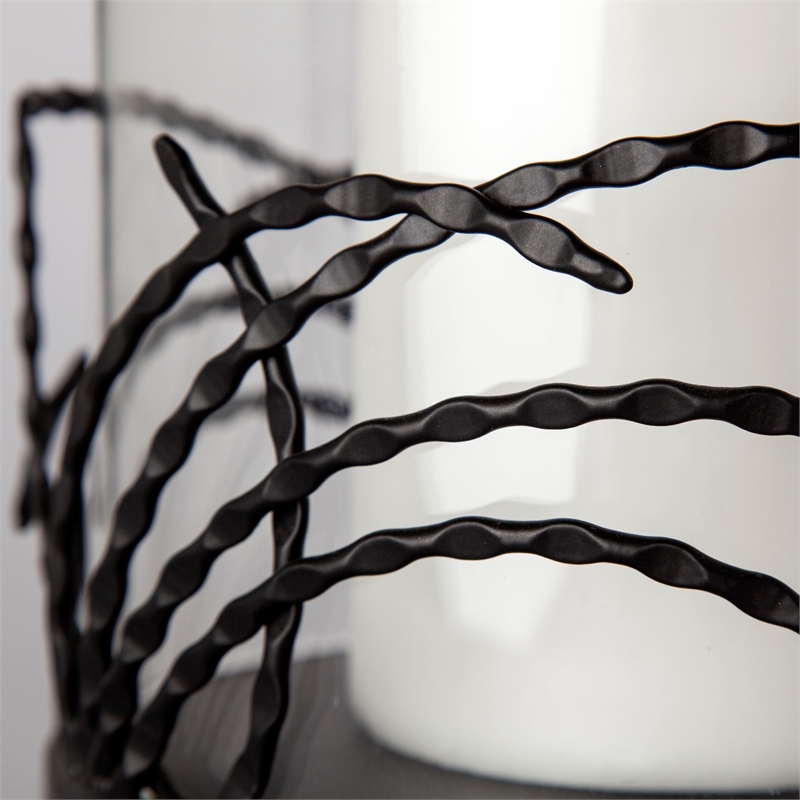 Pemberly Row Set of Two Black Metal Base Table Candle Holders