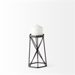 Pemberly Row Small Antiqued Silver Metal Hexagonal Table Candle Holder