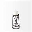Pemberly Row Small Antiqued Silver Metal Hexagonal Table Candle Holder