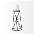 Pemberly Row Large Antiqued Silver Metal Hexagonal Table Candle Holder