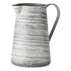 Pemberly Row Modern Farmhouse Large Gray/White Textured Metal Jug