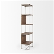 Pemberly Row Metal Frame 4 Shelf Shelving Unit in Brown and Silver