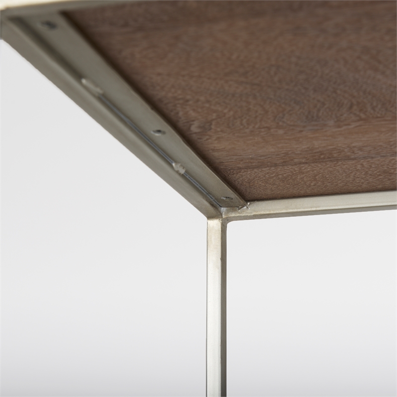 Pemberly Row Metal Frame 4 Shelf Shelving Unit in Brown and Silver