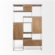 Pemberly Row Metal Frame 6 Shelf Shelving Unit in Brown and Silver