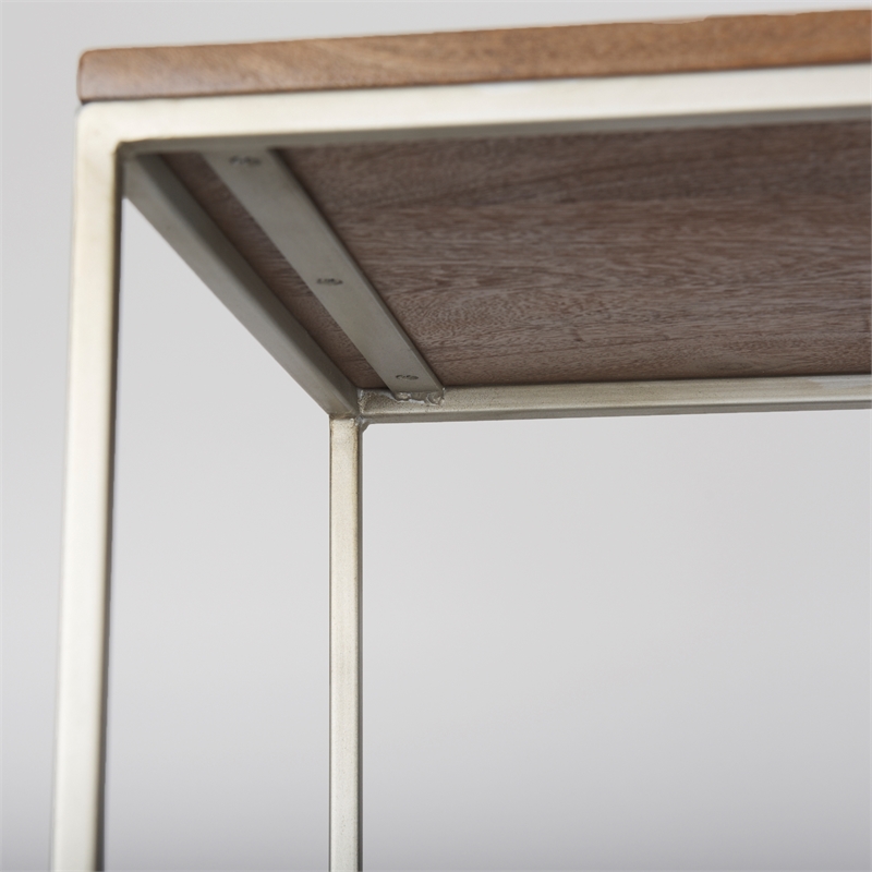 Pemberly Row Metal Frame 6 Shelf Shelving Unit in Brown and Silver