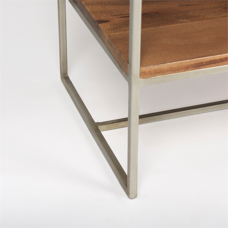 Pemberly Row Metal Frame 6 Shelf Shelving Unit in Brown and Silver