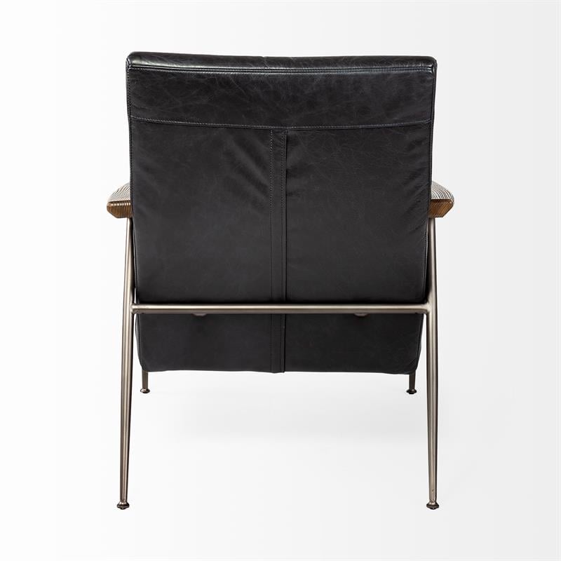 Pemberly Row Contemporary Black Leather Wrap Metal Frame Accent Chair