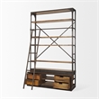 Pemberly Row Contemporary Wood Copper Ladder Shelving Unit in Brown
