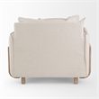 Pemberly Row Mid-Century Cream Fabric Wood Arm Chair in Brown