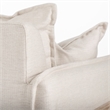 Pemberly Row Mid-Century Cream Fabric Wood Arm Chair in Brown