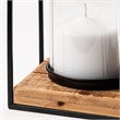 Pemberly Row Set of Two Black Metal Wooden Base Table Candle Holders