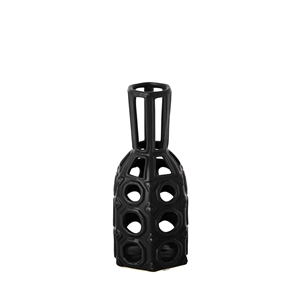 Pemberly Row 9.25&quotH Small Drum-Shaped Ceramic Decorative Vase in Black