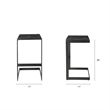 Pemberly Row 18Lx17Wx30H Black Wood with Brushed Metal Frame Bar Stool