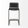 Pemberly Row 21Lx25Wx42H Black Leather with Gun Metal Gray Frame Stool
