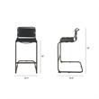 Pemberly Row 21Lx25Wx42H Black Leather with Gun Metal Gray Frame Stool