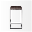 Pemberly Row 18Lx16Wx26H Dark Brown Woven Leather with Black Iron Frame Stool