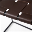 Pemberly Row 18Lx16Wx26H Dark Brown Woven Leather with Black Iron Frame Stool