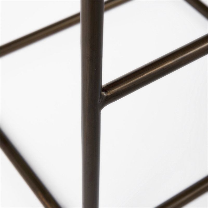 Pemberly Row 18Lx16Wx30H Black Woven Leather with Iron Frame Stool