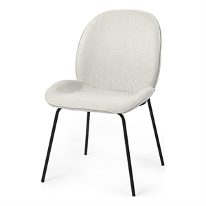 Pemberly Row White Fabric Seat Black Metal Frame Dining Chair (Set of 2)