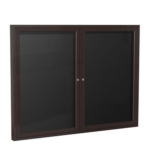 Pemberly Row Vinyl 36&quotx60&quot 2 Door Enclosed Letterboard in Black