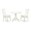Pemberly Row Antique 3-piece Dining Set with High Back Chair in Linen White